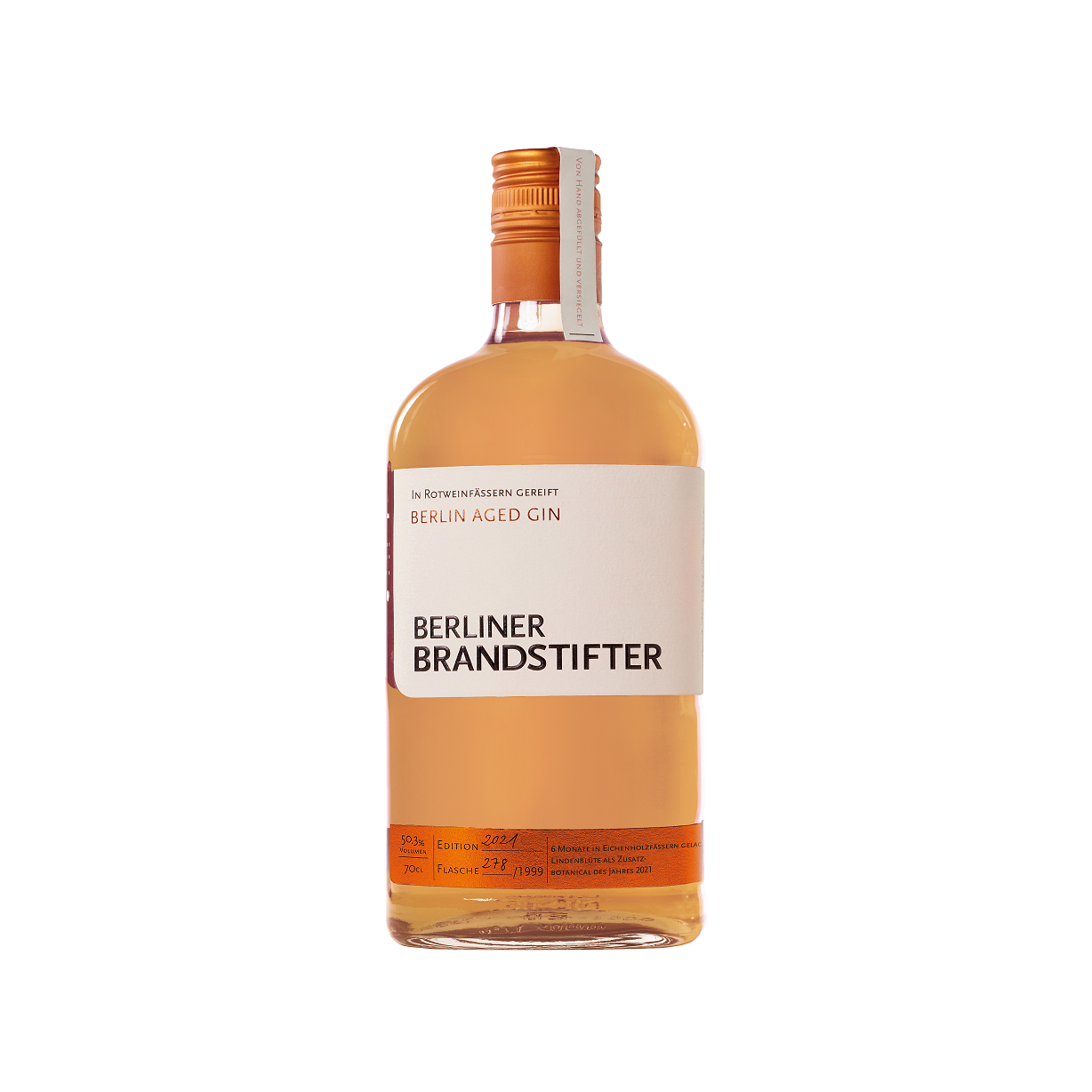 Brandstfiter_Berlin_AgedGin_Frontal_freisteller_2021 Berliner Brandstifter - Berlin Aged Gin - 2021 Edition - 0,7l 50,3%vol.