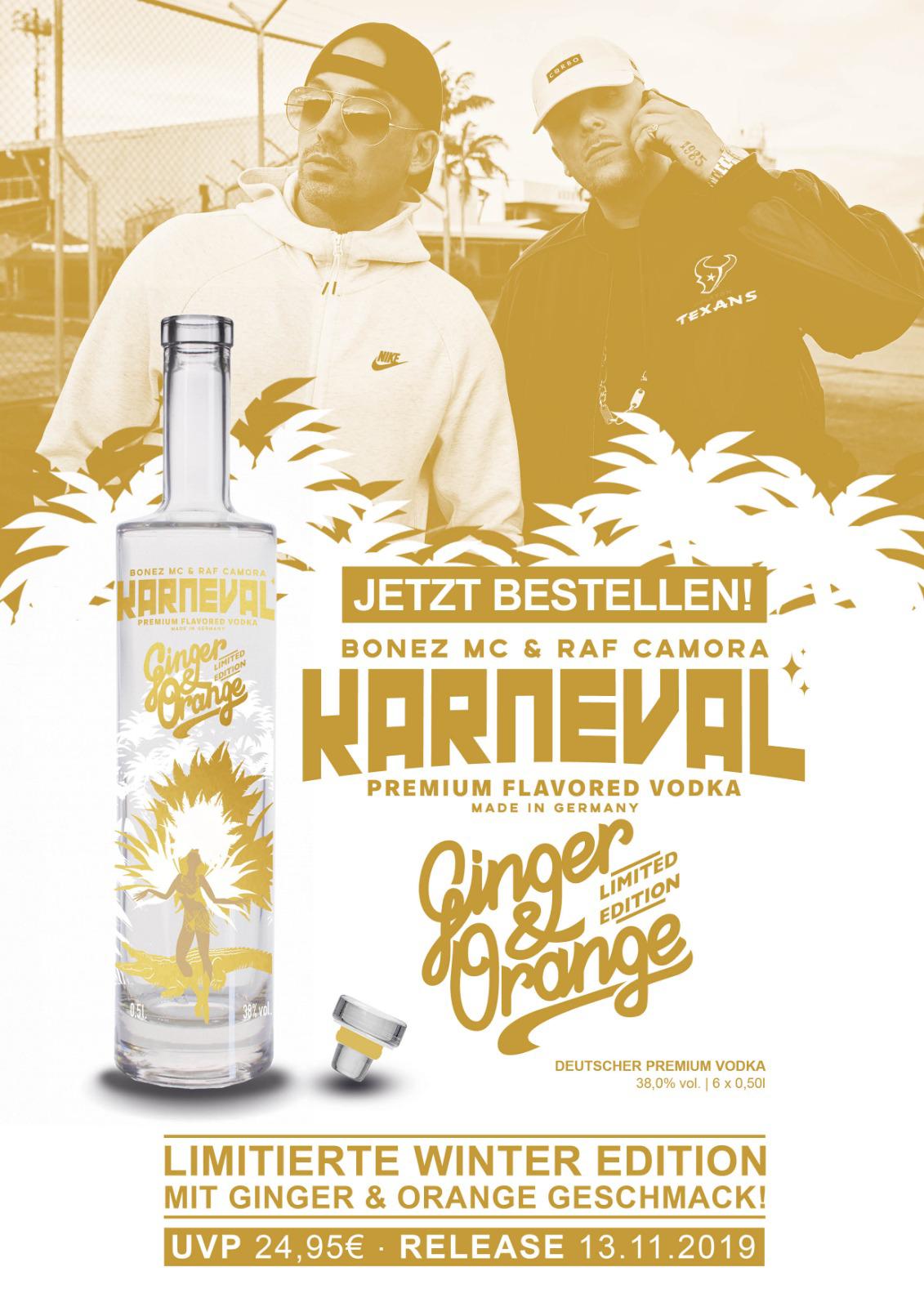 Karneval Vodka SONDEREDITION * LIMITIERT * Ginger & Orange 0,5l 38%vol.