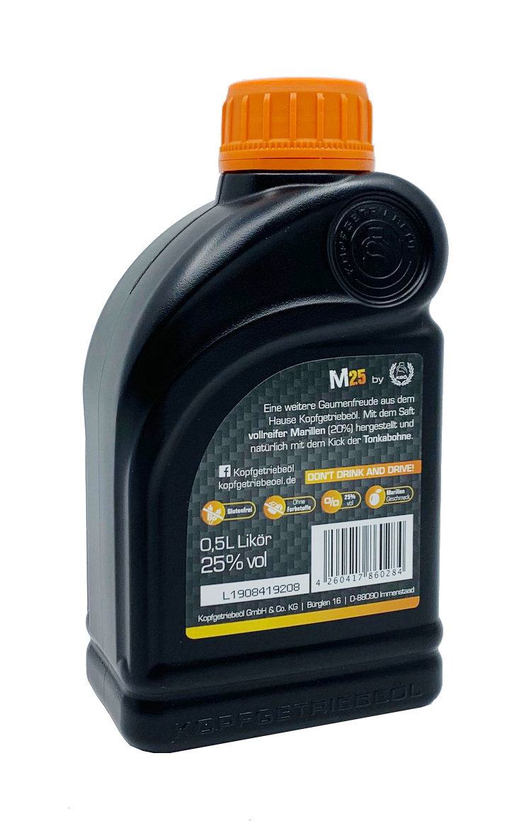 M25 Marillenlikör von Kopfgetriebeöl - in kultiger Öldose 0,5l 25%vol.
