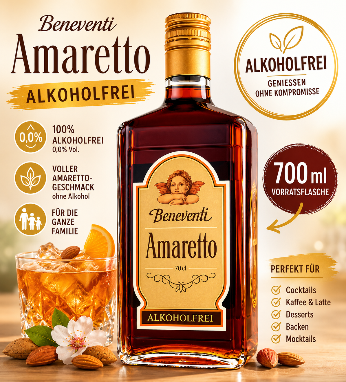 Beneventi Amaretto - alkoholfrei - 0,7l