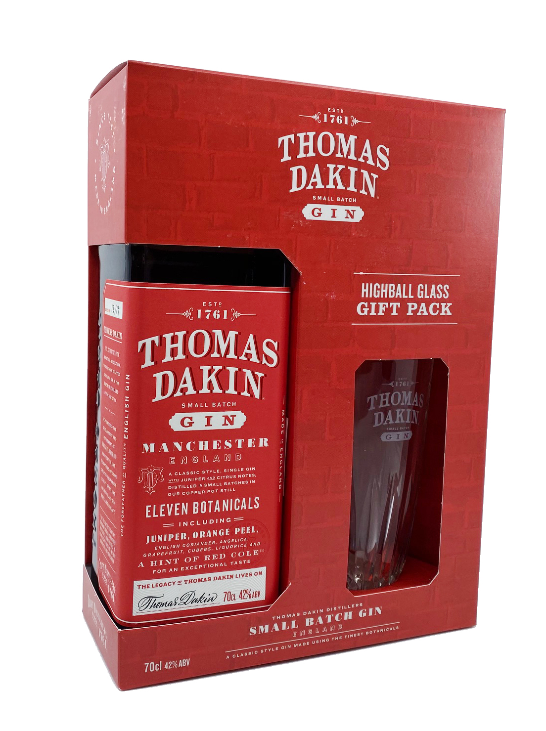 Thomas Dakin Small Batch Gin - Geschenkpaket mit Highball Glas GP 0,7l 42%vol.