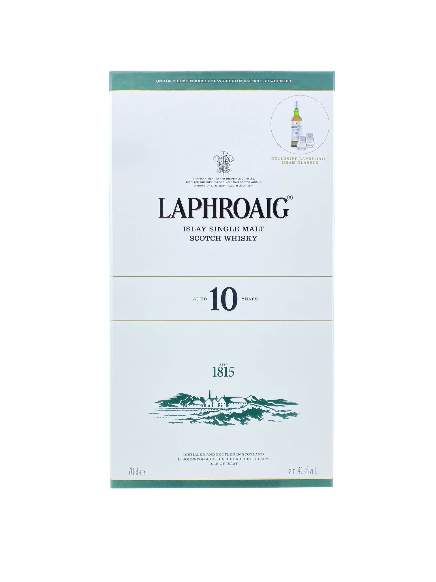 Laphroaig - 10 Years Islay Single Malt Scotch Whisky - Geschenkverpackung mit 2 Tumbler 0,7l 40%vol.