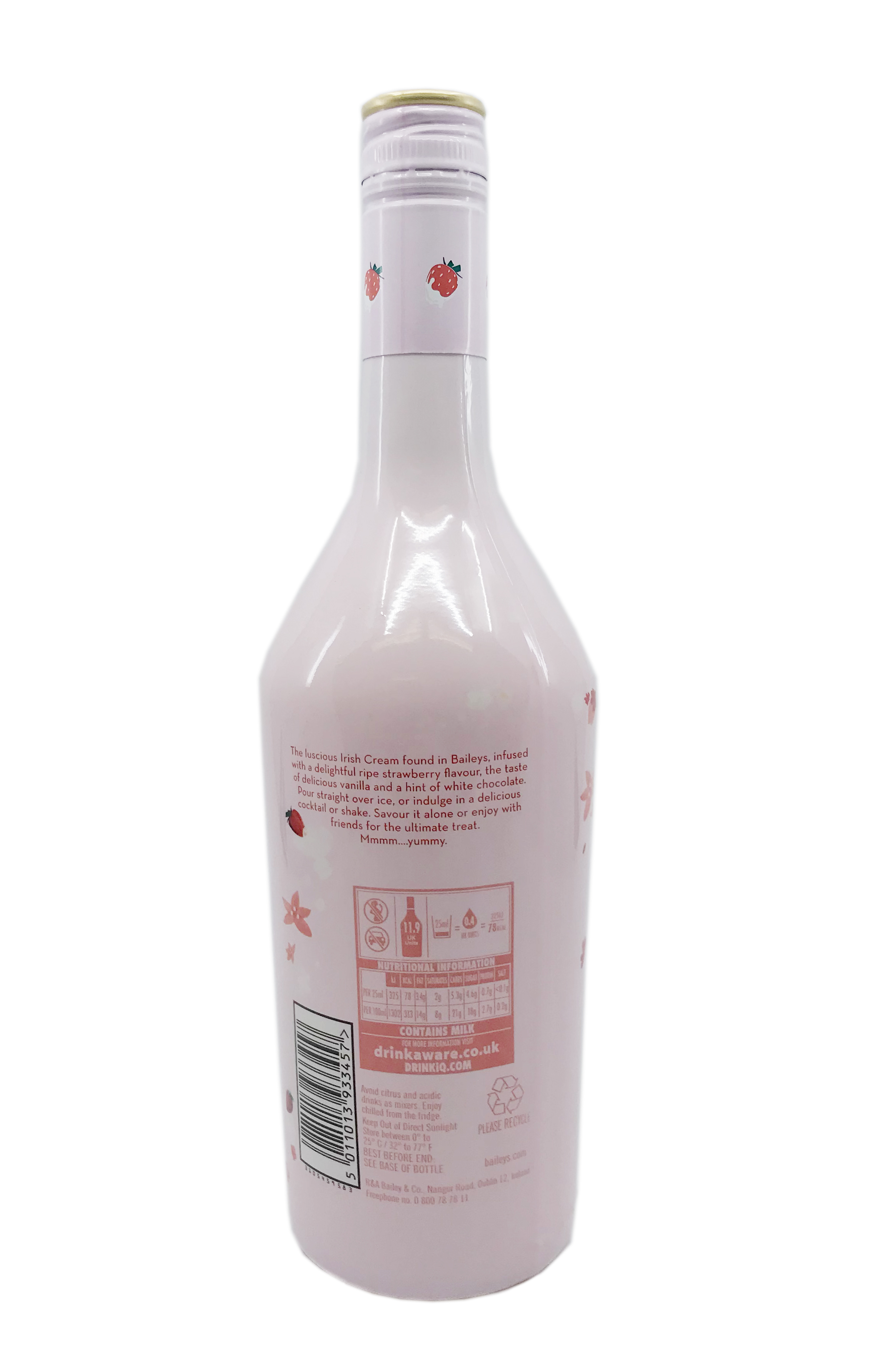 Baileys Strawberries and Cream Likör - 0,7l - 17% vol. Alk. - Rückansicht