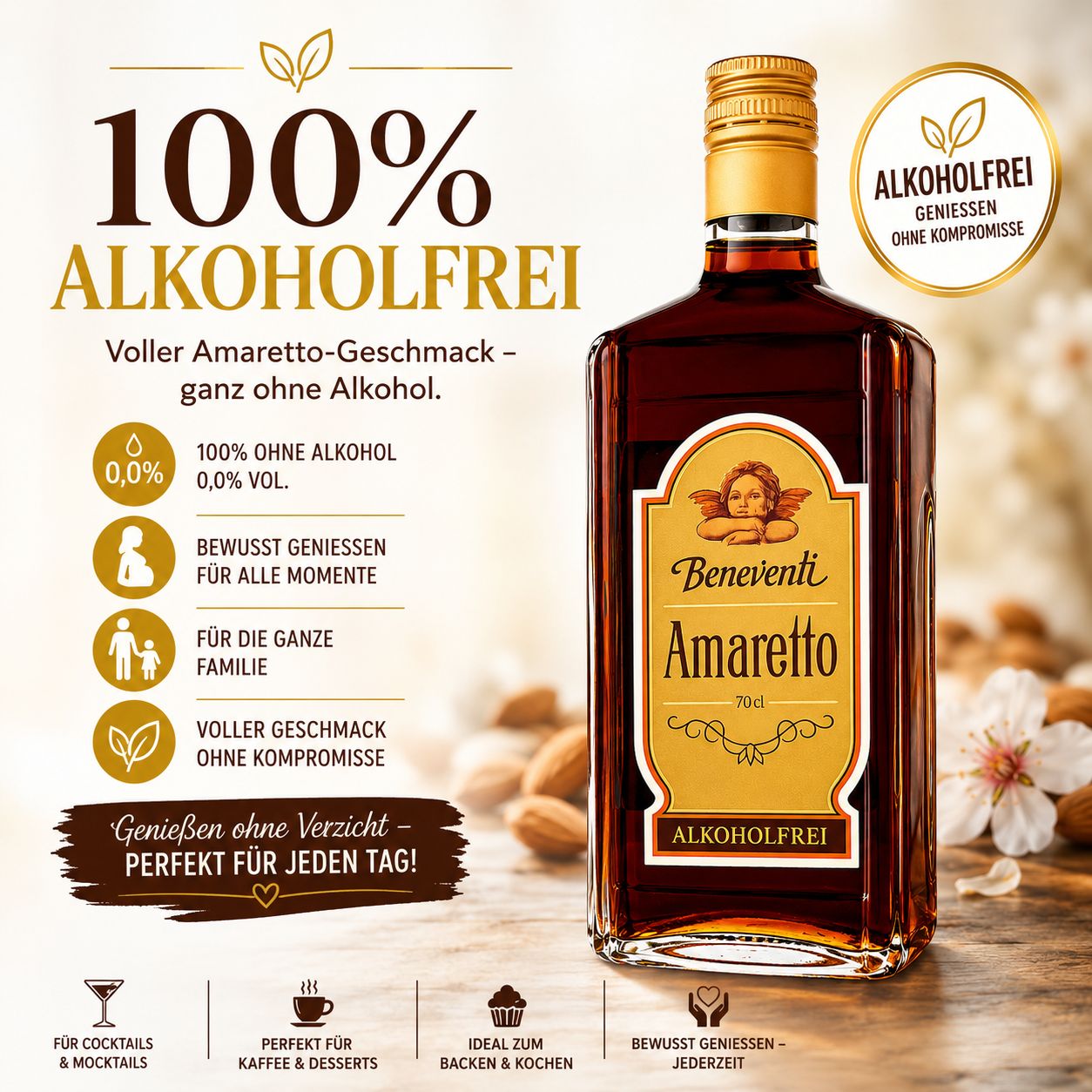 Beneventi Amaretto - alkoholfrei - 0,7l