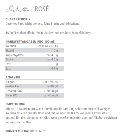 Carl Jung Cuvée Roséwein 0,75l - alkoholfreier Wein