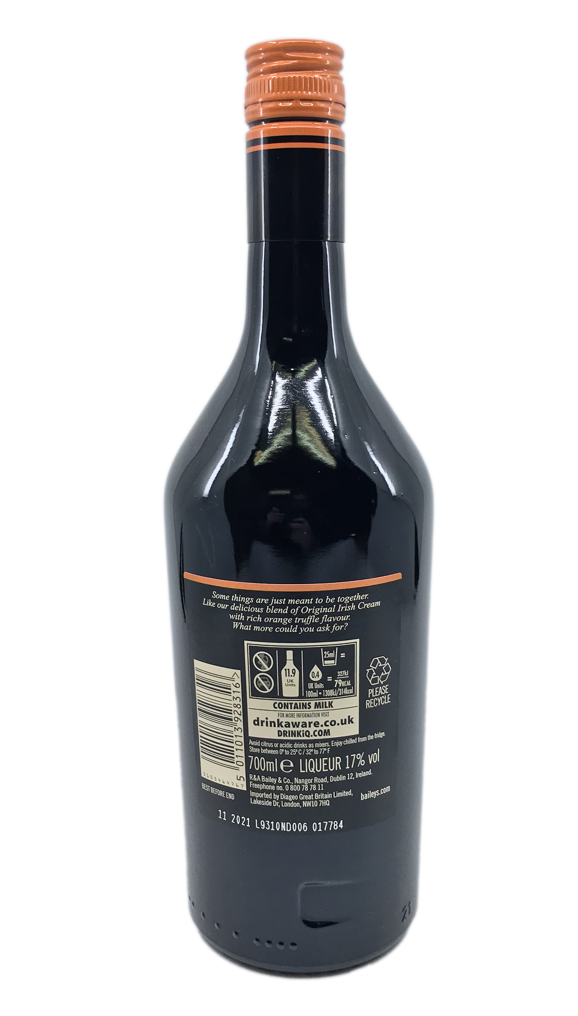 Baileys Orange Truffle Likör - 0,7l - 17% vol. Alk. - Rückansicht