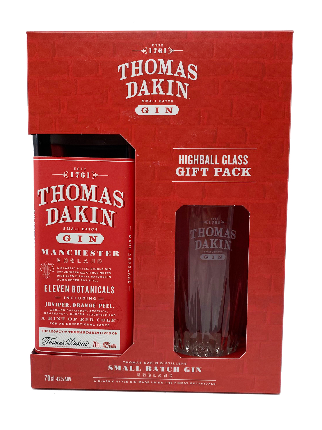 Thomas Dakin Small Batch Gin - Geschenkpaket mit Highball Glas GP 0,7l 42%vol.