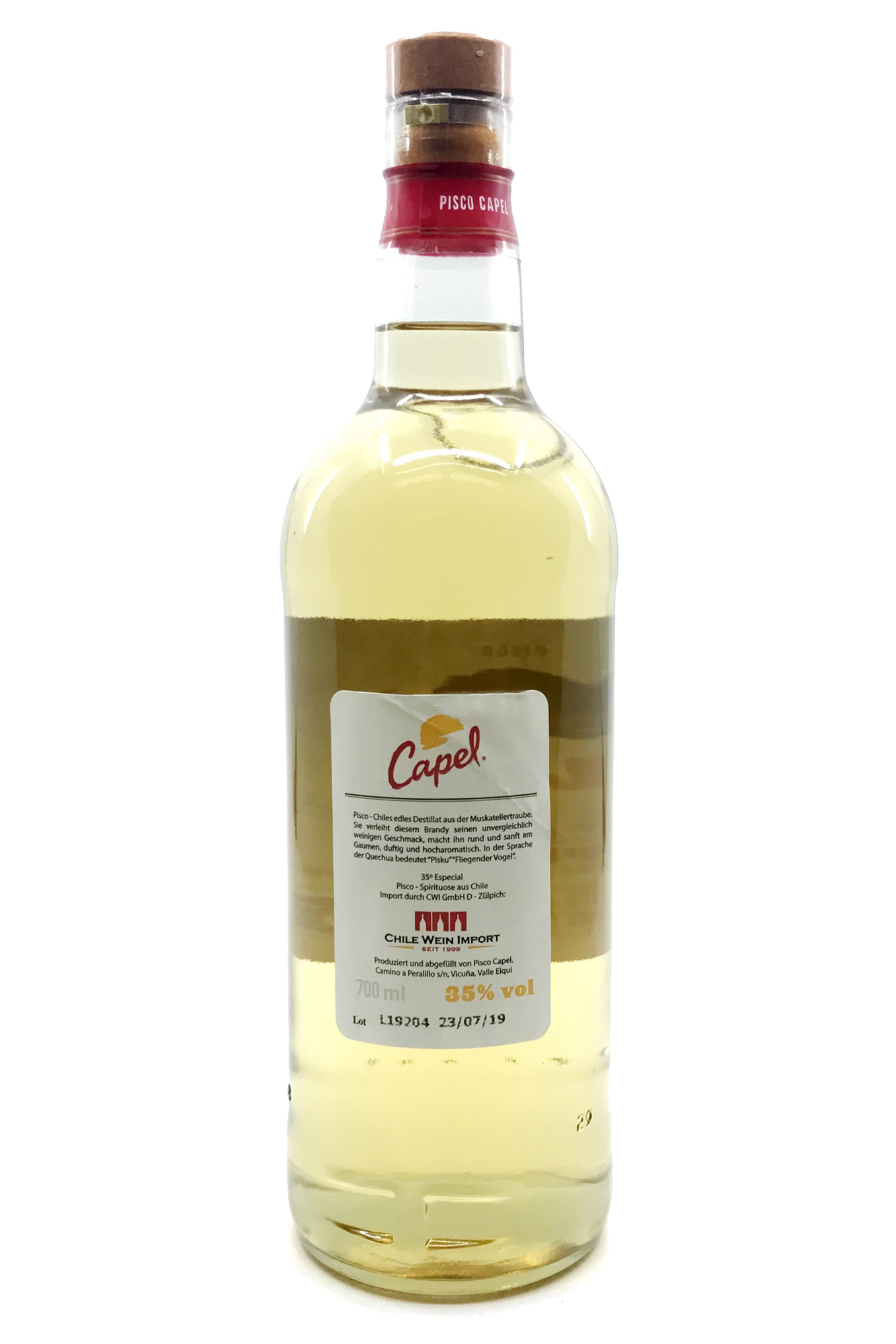 Capel Pisco Especial Doble Destilado - 0,7l -  35% vol. Alk. - Back