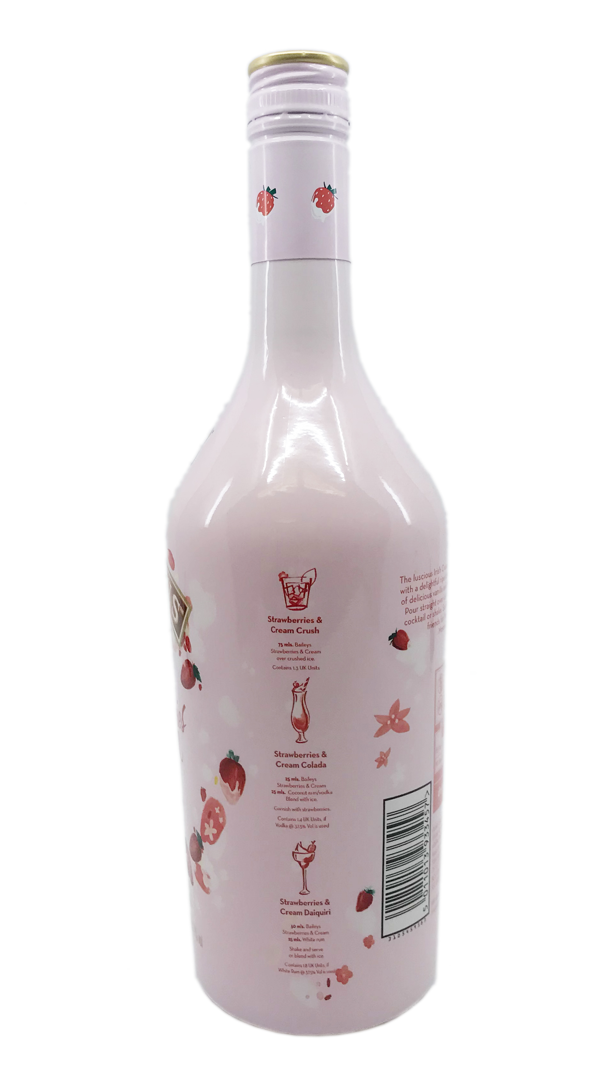 Baileys Strawberries and Cream Likör - 0,7l - 17% vol. Alk. - Seitenansicht