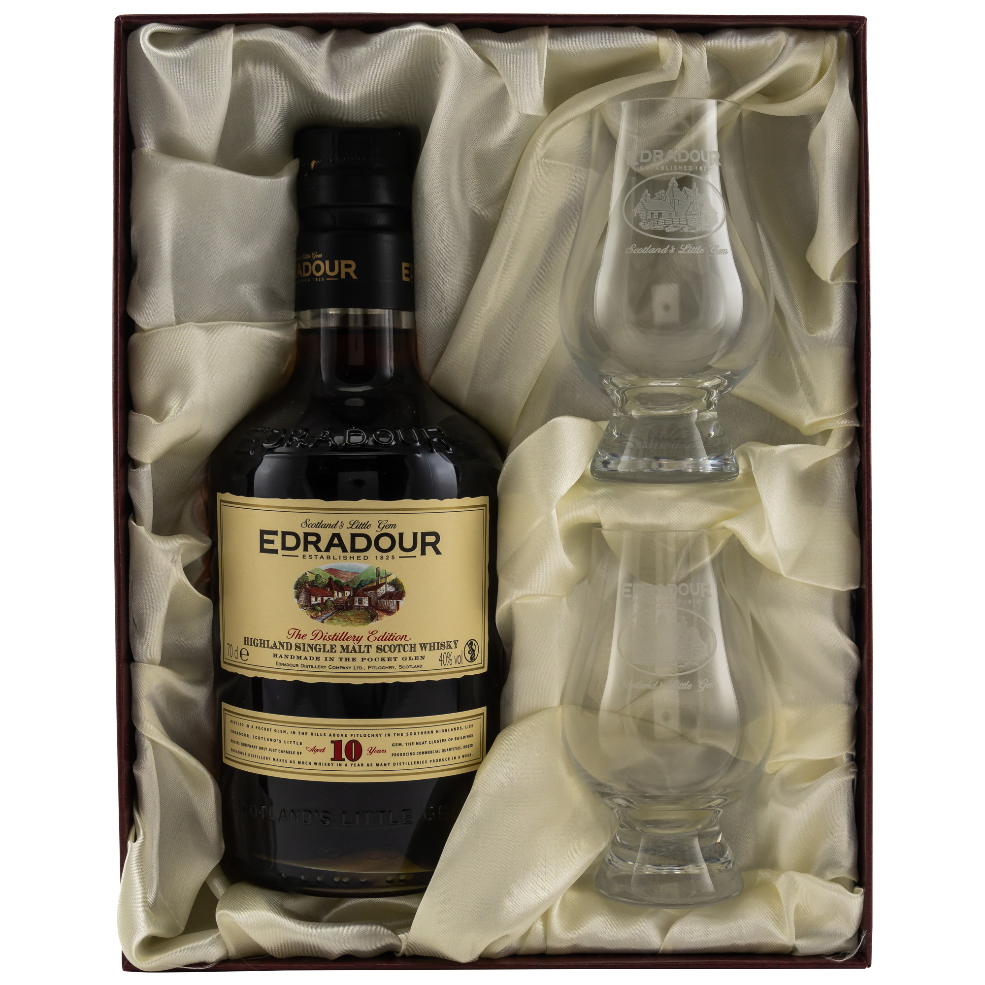 Edradour - The Distillery Edition 10 Years - GP mit 2 Gläsern - 0,7l 40%vol.
