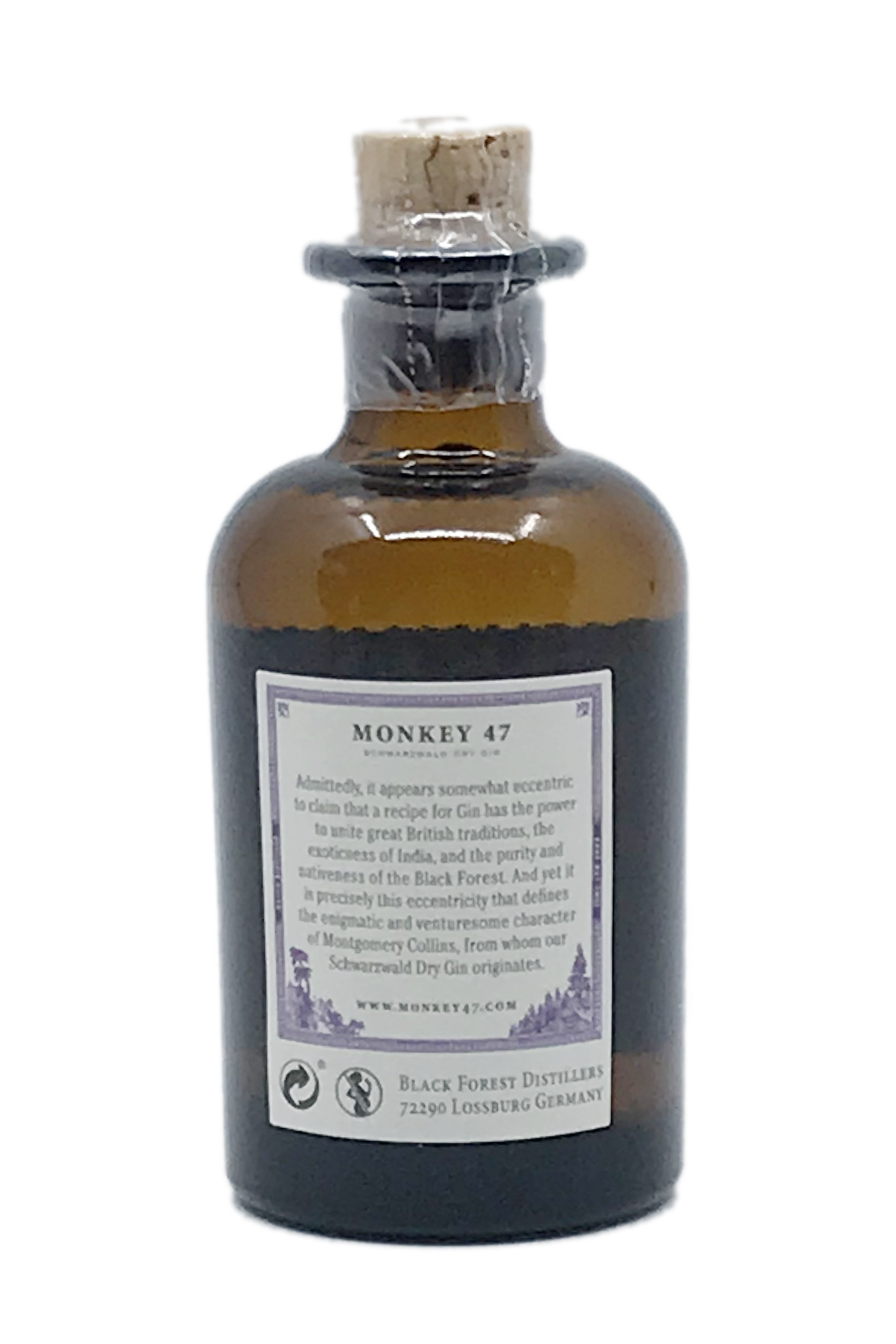 monkey_mini_hinten Monkey47 Miniatur Schwarzwald Dry Gin 0,05l 47%vol.