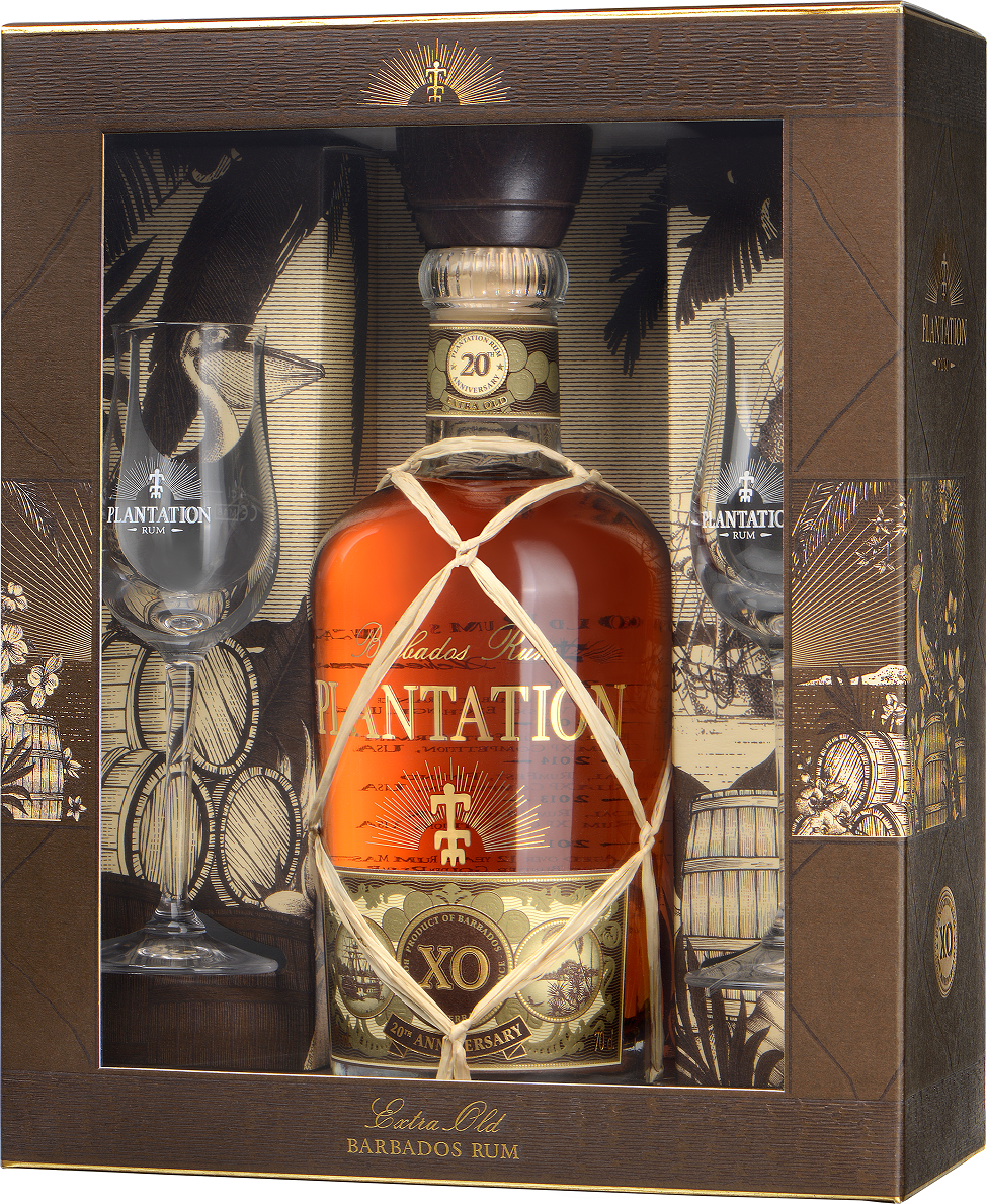 Plantation Rum XO Geschenkpaket mit 2 Plantation Gläsern 0,7l 40%vol.