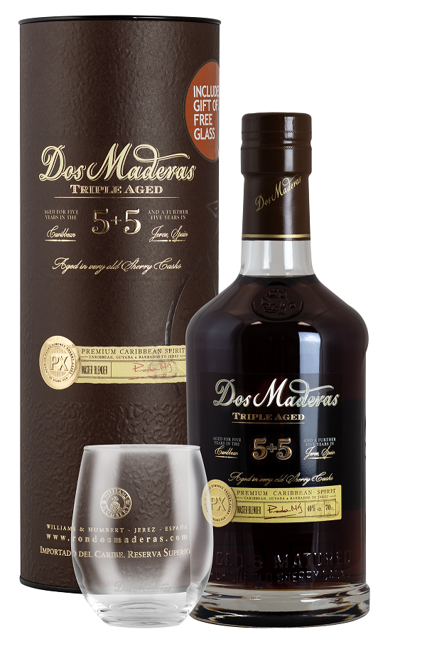 Dos Maderas 5+5 PX Rum plus Glas im GB 0,7l 40%vol.