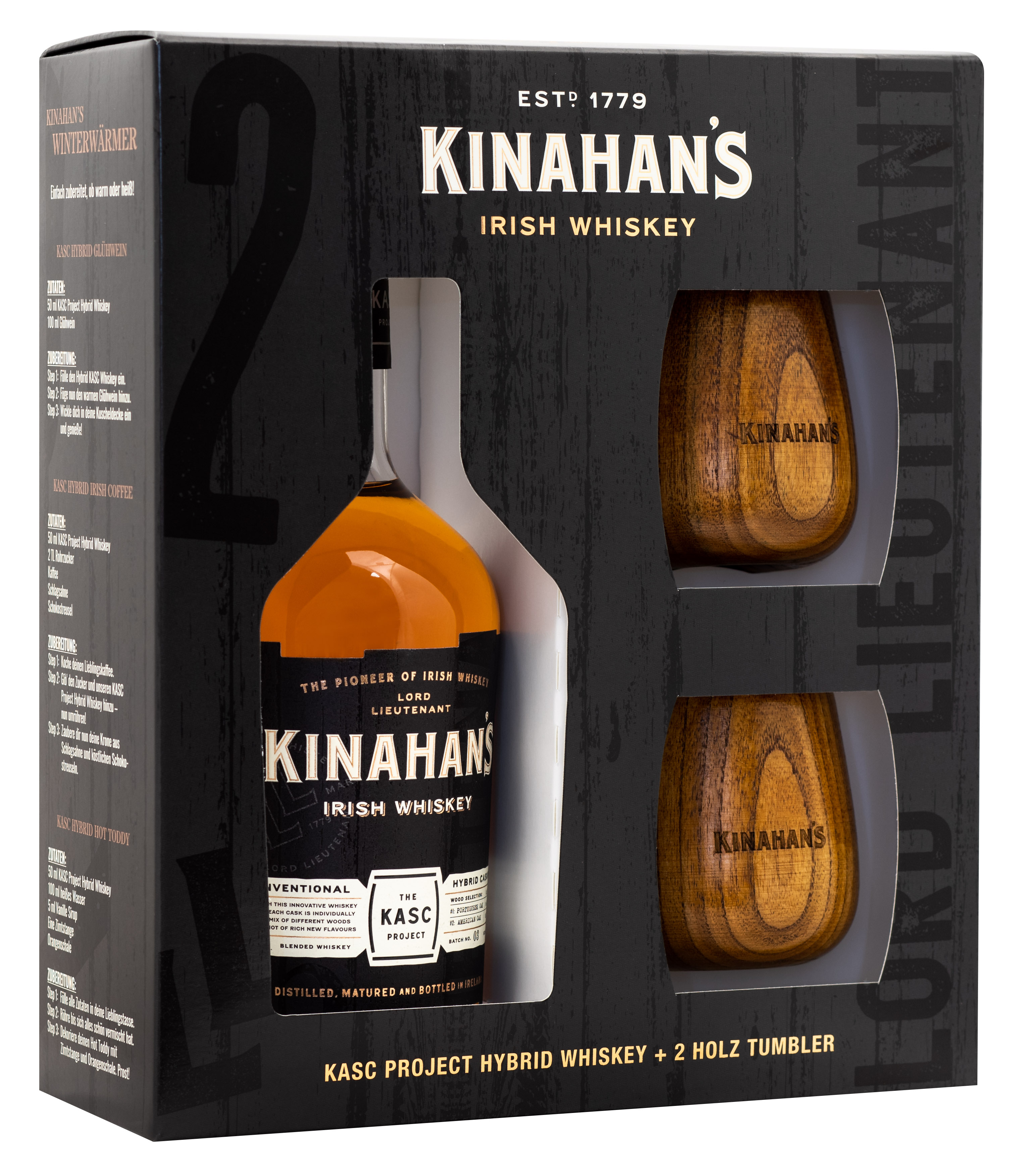 Kinahans - Irish Whiskey GP - inkl. 2 Holz Tumbler 0,7l 43%vol.