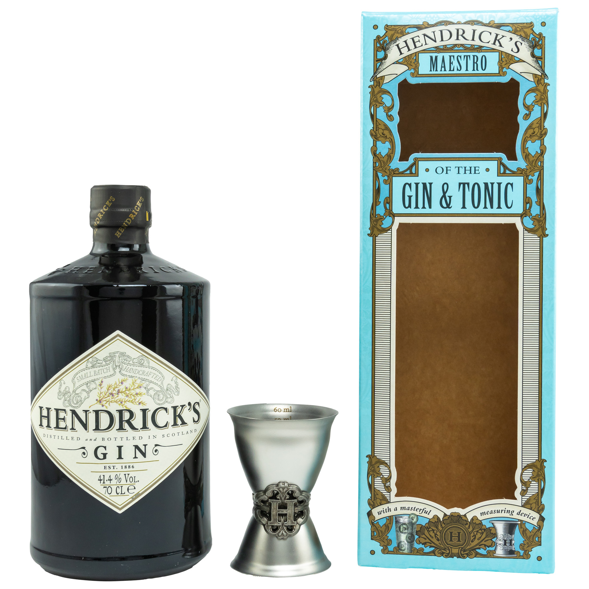 21832_10 Hendricks Gin mit Jigger in GP 0,7l 41,4%vol.