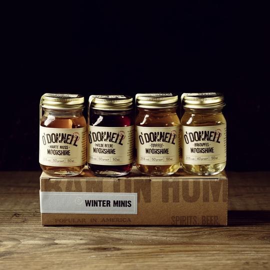 O´Donnell Moonshine Winter-Set Harte Nuss, Toffee, Bratapfel, Wilde Beere (4x0,05l)