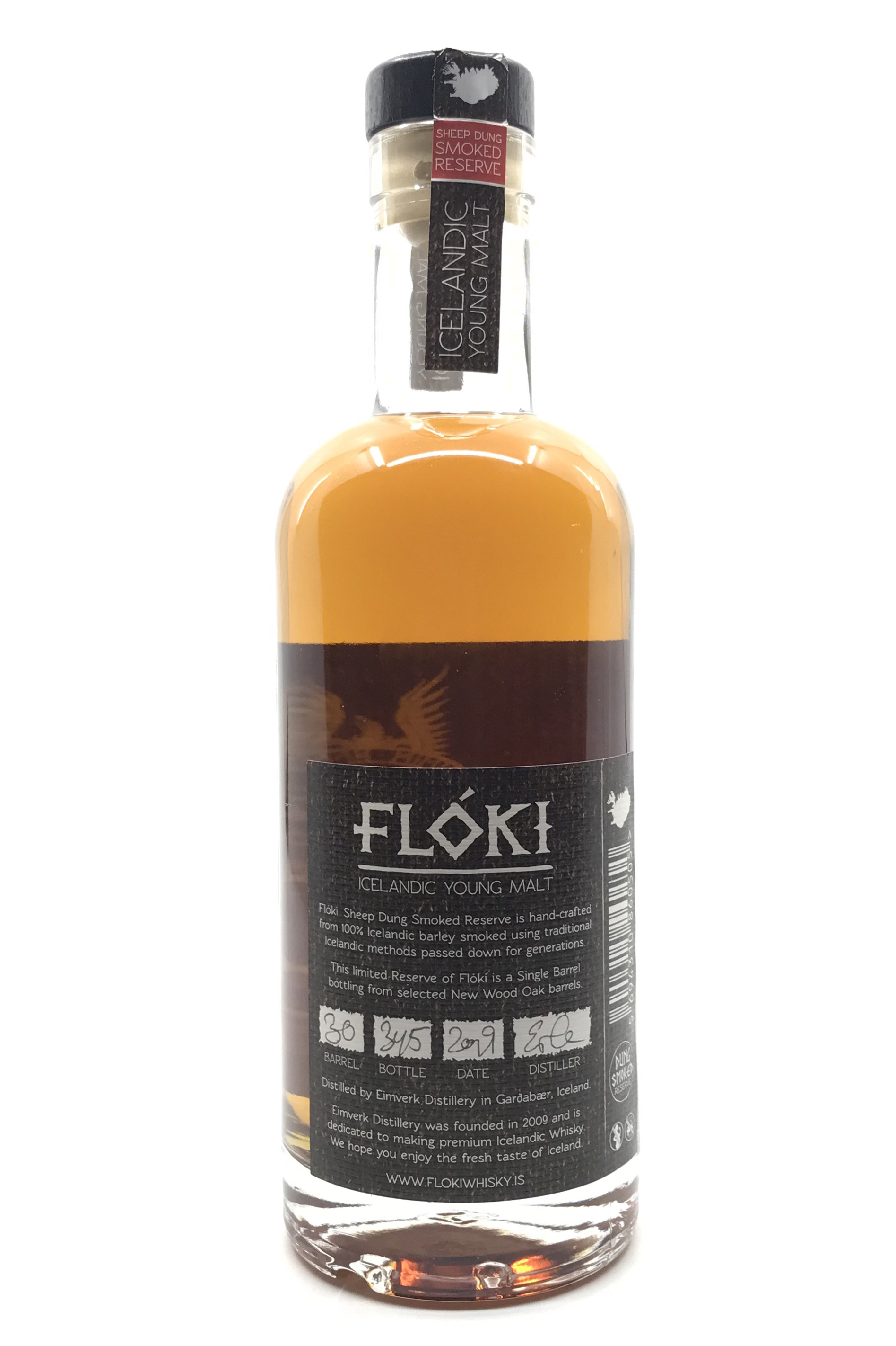 Floki Icelandic Sheep Dung Young Malt Whisky - 47% vol. Alk. - 0,5l - Whisky aus Island - Back