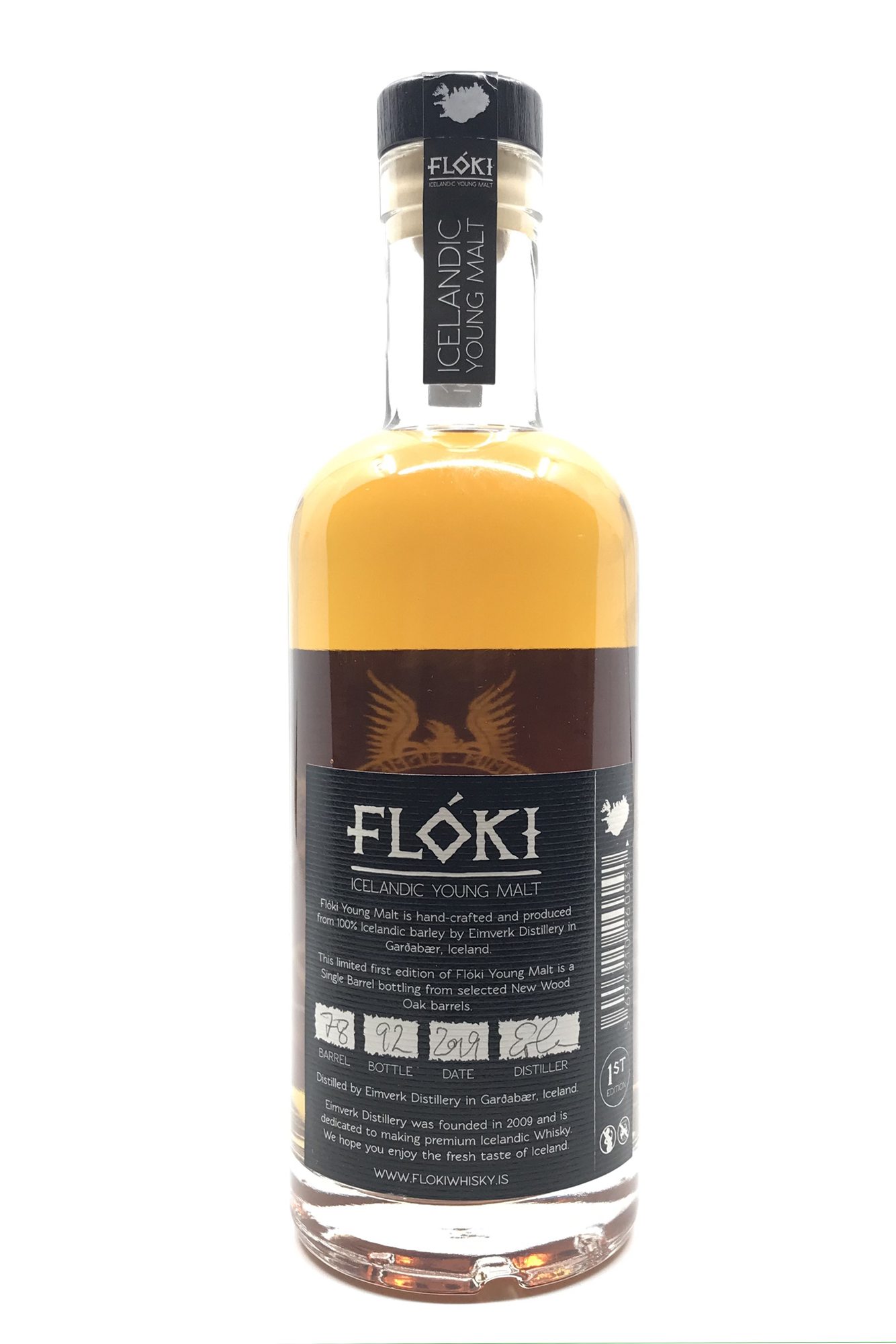 Floki Icelandic Young Malt Whisky - 47% vol. Alk. - 0,5l - Back
