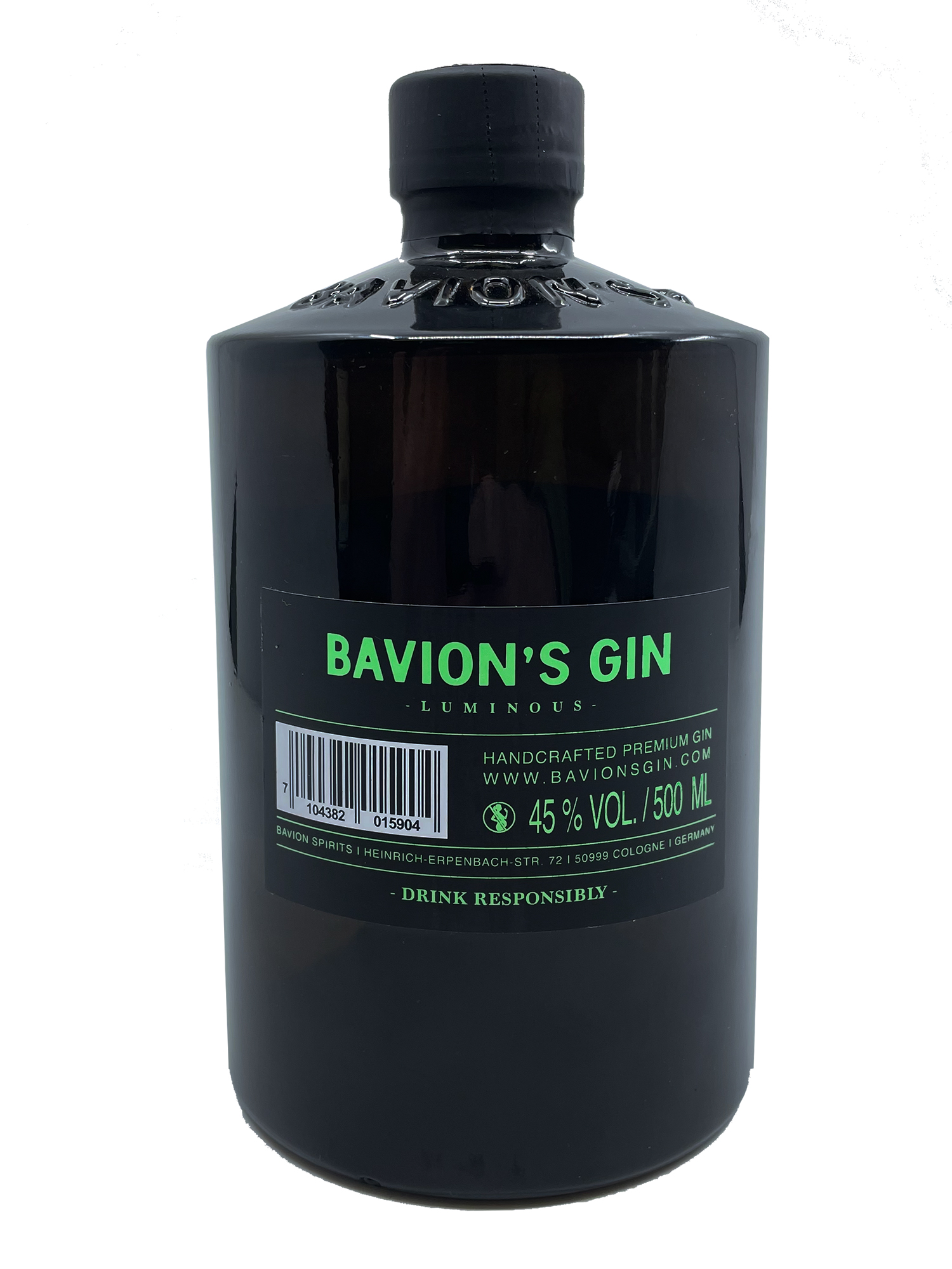 Bavion's Gin - Luminous - mit leuchtendem Etikett - 0,5l 45%vol.
