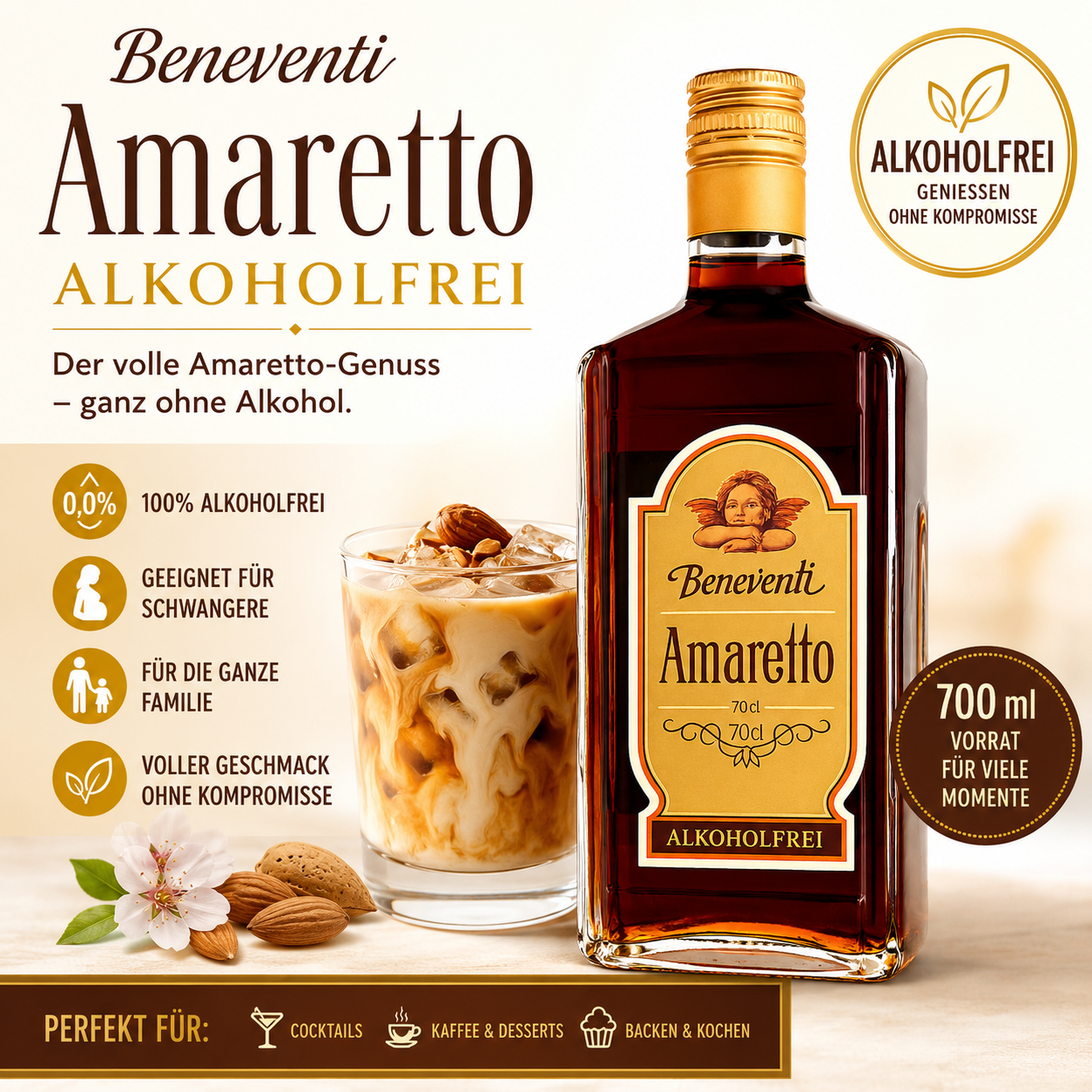 Beneventi Amaretto - alkoholfrei - 0,7l