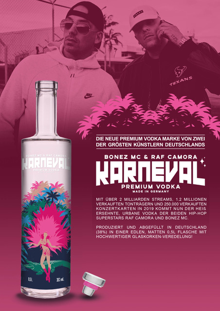 Karneval Vodka - Bonez MC & RAF Camora - Premium Vodka Made in Germany 0,5l 40%vol.