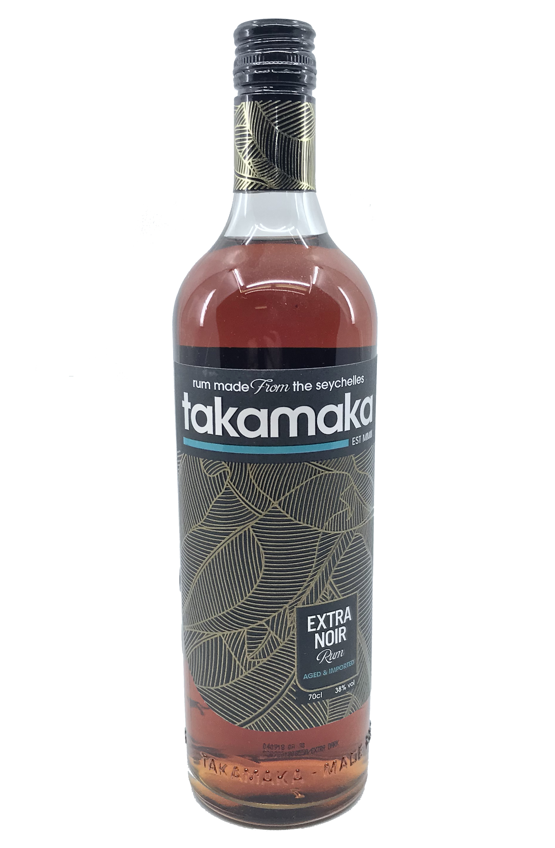 Takamaka Extra Noir Aged  Rum - 0,7l - 38% vol. Alk. - Frontansicht