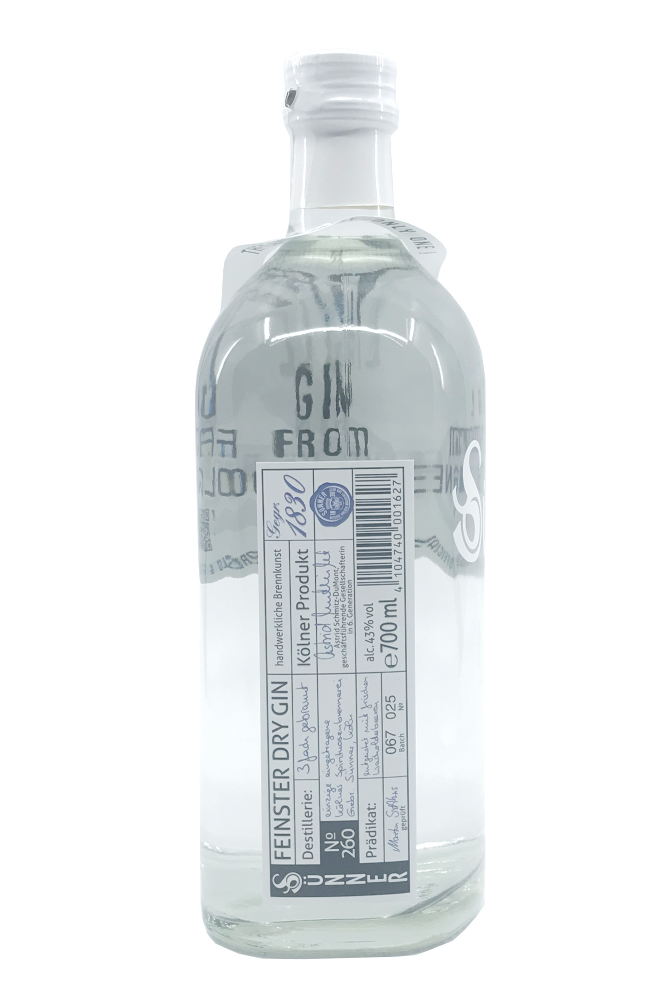 Sünner No. 260 - Feinster Dry Gin - 0,7l 43% vol. Alk.
