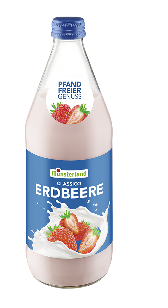 12 Flaschen Classico Erdbeere Milch von Münsterland - *pfandfrei* 0,5l