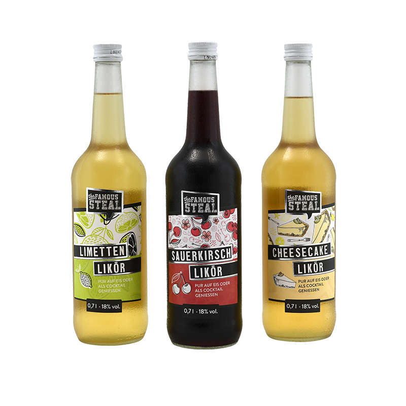 The Famous Steal - 3er Set - Limetten-, Cheesecake- und Kirschlikör je 0,7l 18%vol.