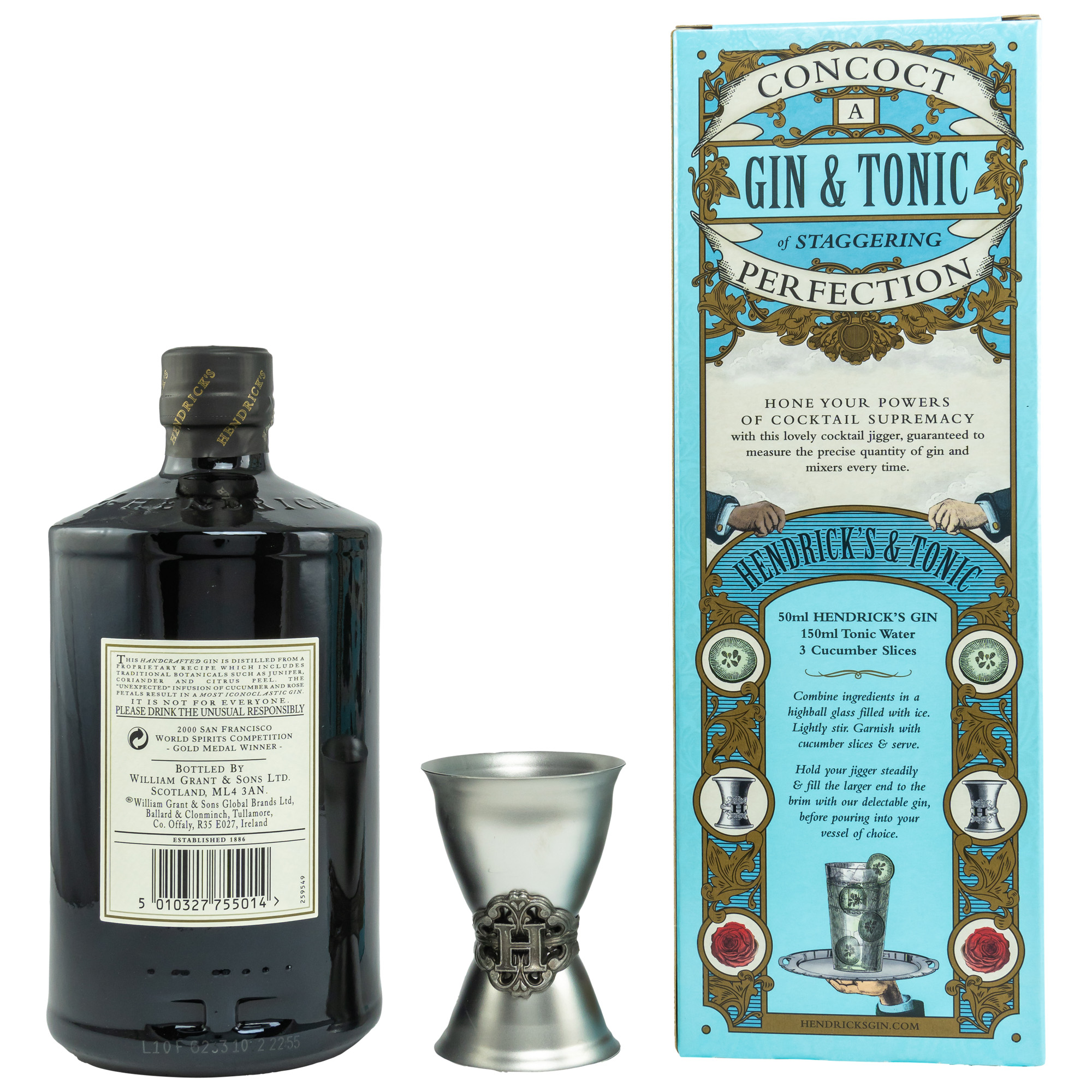 21832_20 Hendricks Gin mit Jigger in GP 0,7l 41,4%vol.